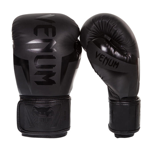 Venum Elite Boxing Gloves (Black) - 12oz